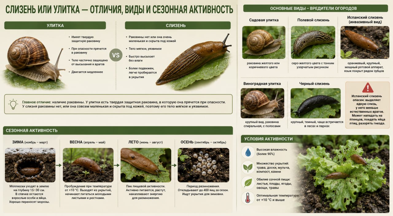 Слизень или улитка &mdash; отличия